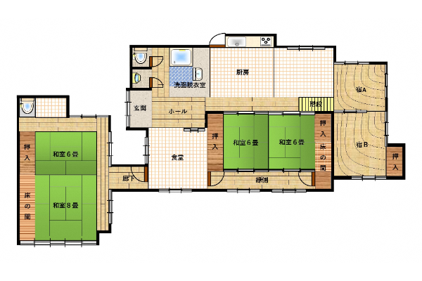 No.212＃　町の中心部に近くとても便利。部屋数が多く大家族向け。